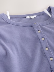 Purple Ribbed Henley Layer Long Sleeve Top - Image 9 of 9