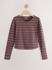 モーブストライプ - Sculpted Crew Neck Long Sleeve T-Shirt - 画像 6 / 8