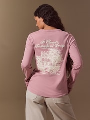 Pink Long Sleeve Crew Neck T-Shirt - Image 1 of 9