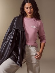 Pink Long Sleeve Crew Neck T-Shirt - Image 3 of 9