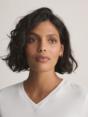 White Long Sleeve High V-Neck T-Shirt - Image 5 of 8