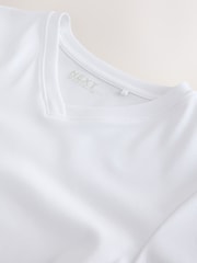 White Long Sleeve High V-Neck T-Shirt - Image 8 of 8