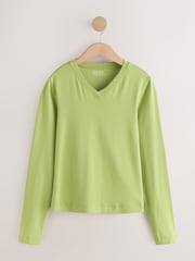 Green Long Sleeve High V-Neck T-Shirt - Image 1 of 3