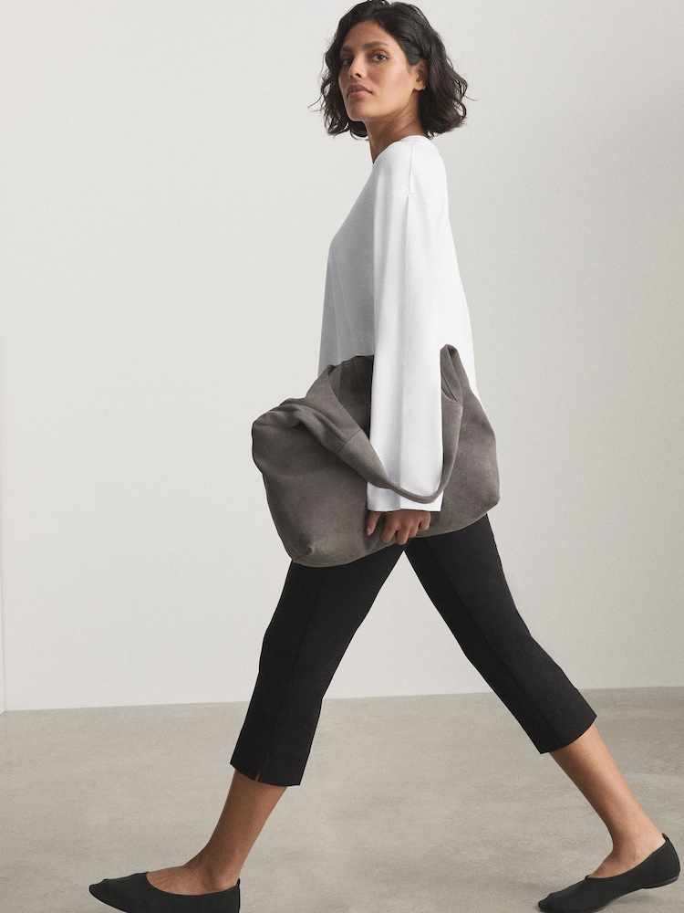 Puti - Long Sleeve Crew Neck Top - Larawan 2 ng 5