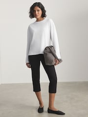 Puti - Long Sleeve Crew Neck Top - Larawan 3 ng 5