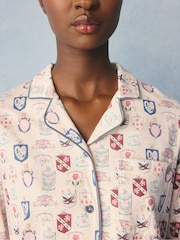 Cath Kidston Ecru Crest Print Button Through Pyjamas Set - Image 4 of 10