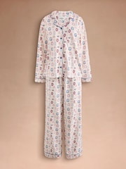 Cath Kidston Ecru Crest Print Button Through Pyjamas Set - Image 6 of 10