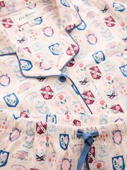 Cath Kidston Ecru Crest Print Button Through Pyjamas Set - Image 9 of 10