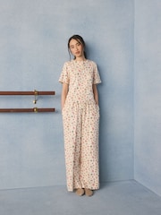 Cath Kidston Ecru/Pink Centre Stage Print Pointelle Pyjama Set - Image 2 of 3