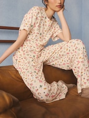 Cath Kidston Ecru/Pink Centre Stage Print Pointelle Pyjama Set - Image 3 of 3