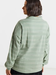 Simply Be Green Long Sleeved Striped Polo Neck Shirt - Image 2 of 4
