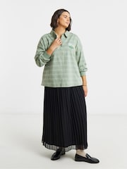 Simply Be Green Long Sleeved Striped Polo Neck Shirt - Image 3 of 4