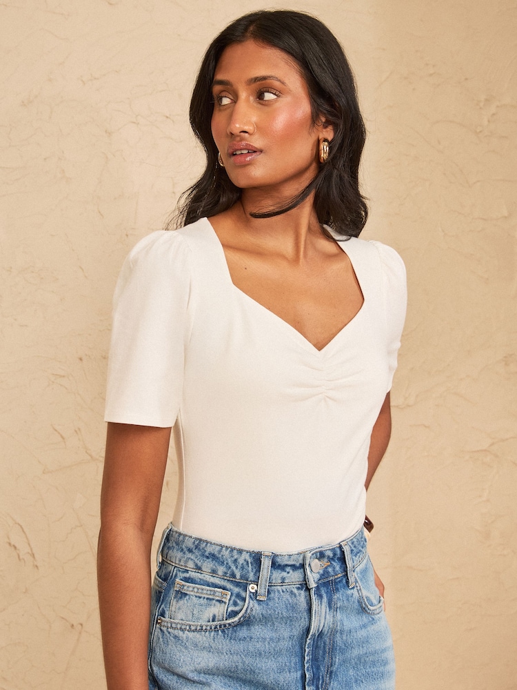 Love & Roses Short Sleeve Sweetheart Bodysuit - Imaginea 4 din 4