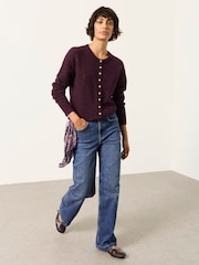 FatFace Halle Dark Red Sparkle Crew Neck Cardigan - Image 3 of 6