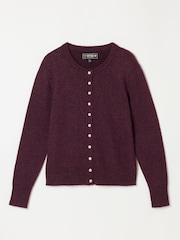 FatFace Halle Dark Red Sparkle Crew Neck Cardigan - Image 6 of 6