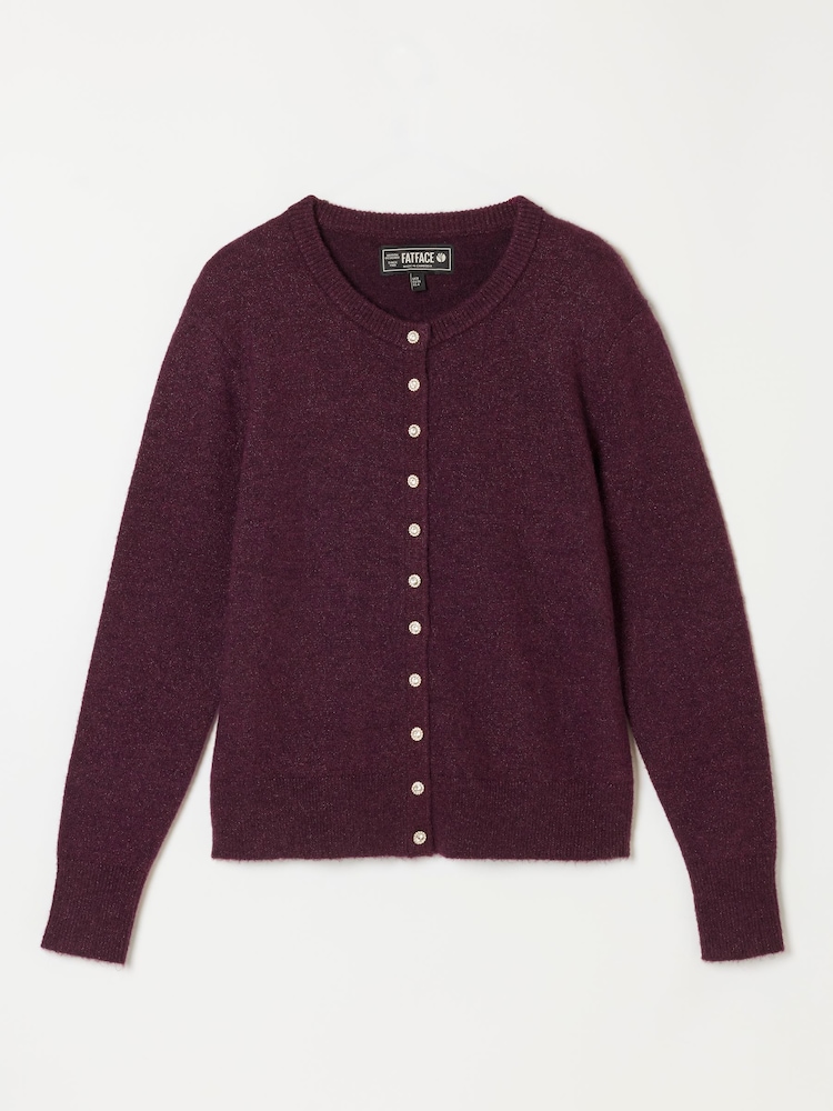 FatFace Halle Dark Red Sparkle Crew Neck Cardigan - Image 6 of 6 FatFace Halle Dark Red Sparkle Crew Neck Cardigan - Image 6 of 6