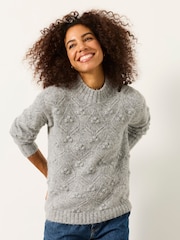 FatFace Grey Knitted Bobble Texture Jumper - Image 1 of 6