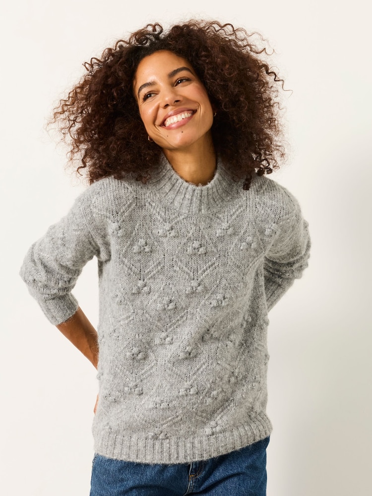 FatFace Grey Knitted Bobble Texture Jumper - Image 1 of 6