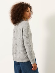 FatFace Grey Knitted Bobble Texture Jumper - Image 2 of 6