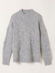 FatFace Grey Knitted Bobble Texture Jumper - Image 6 of 6