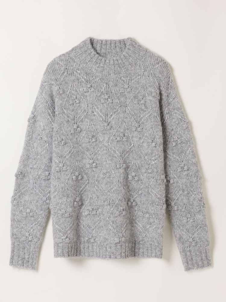 FatFace Grey Knitted Bobble Texture Jumper - Image 6 of 6