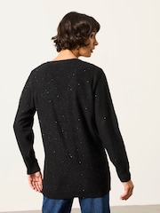 FatFace Skylar Black Knitted Sequin Sparkle Lace Tunic - Image 2 of 6