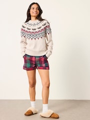 FatFace Natural Knitted Christmas Pudding Fairisle Jumper - Image 4 of 6