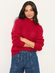 FatFace Red Knitted Bobble Texture Jumper - Image 1 of 5