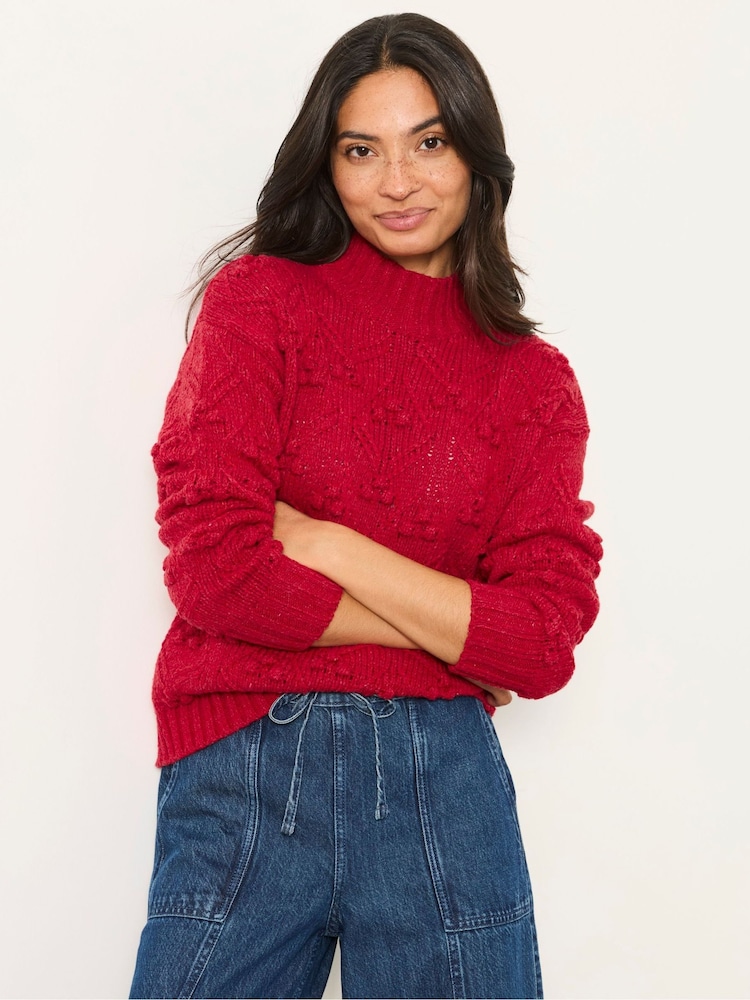FatFace Red Knitted Bobble Texture Jumper - Image 1 of 5 FatFace Red Knitted Bobble Texture Jumper - Image 1 of 5