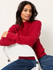 FatFace Red Knitted Bobble Texture Jumper - Image 3 of 5