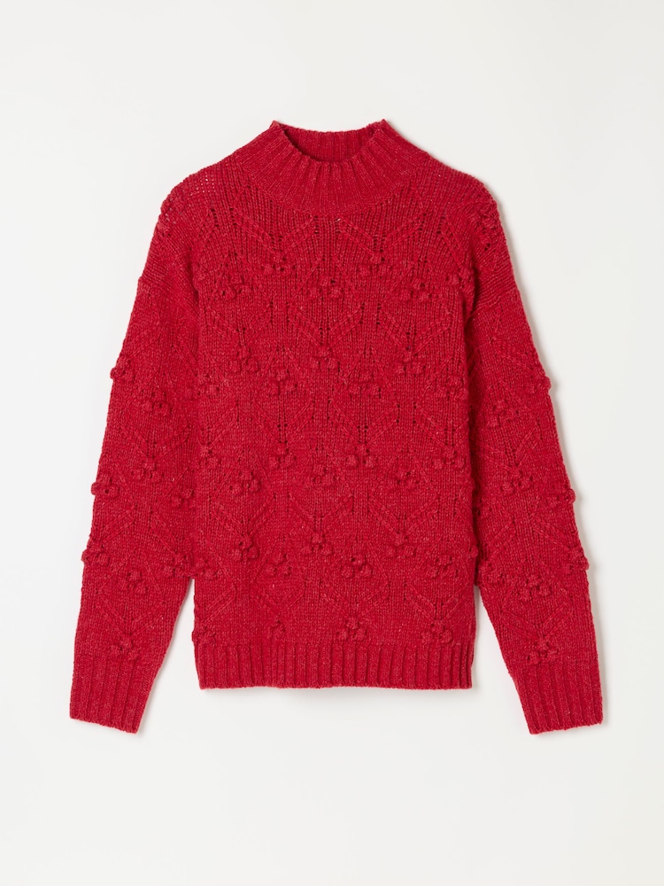FatFace Red Knitted Bobble Texture Jumper - Image 5 of 5 FatFace Red Knitted Bobble Texture Jumper - Image 5 of 5