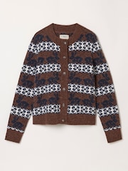 FatFace Rabbit Fairisle Brown Knitted Crew Cardigan - Image 5 of 5