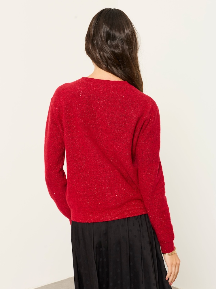 Rojo - Cárdigan de punto con lentejuelas brillantes de Cuello redondo FATFACE - Imagen 2 de 6 Rojo - Cárdigan de punto con lentejuelas brillantes de Cuello redondo FATFACE - Imagen 2 de 6
