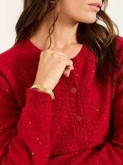Rojo - Cárdigan de punto con lentejuelas brillantes de Cuello redondo FATFACE - Imagen 4 de 6