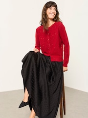 Rojo - Cárdigan de punto con lentejuelas brillantes de Cuello redondo FATFACE - Imagen 5 de 6