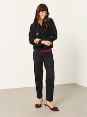 FatFace Beth Black Embellished Knitted Cardigan - Image 3 of 6