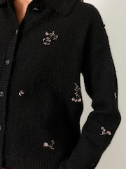 FatFace Beth Black Embellished Knitted Cardigan - Image 4 of 6