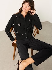 FatFace Beth Black Embellished Knitted Cardigan - Image 5 of 6