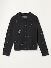 FatFace Beth Black Embellished Knitted Cardigan - Image 6 of 6