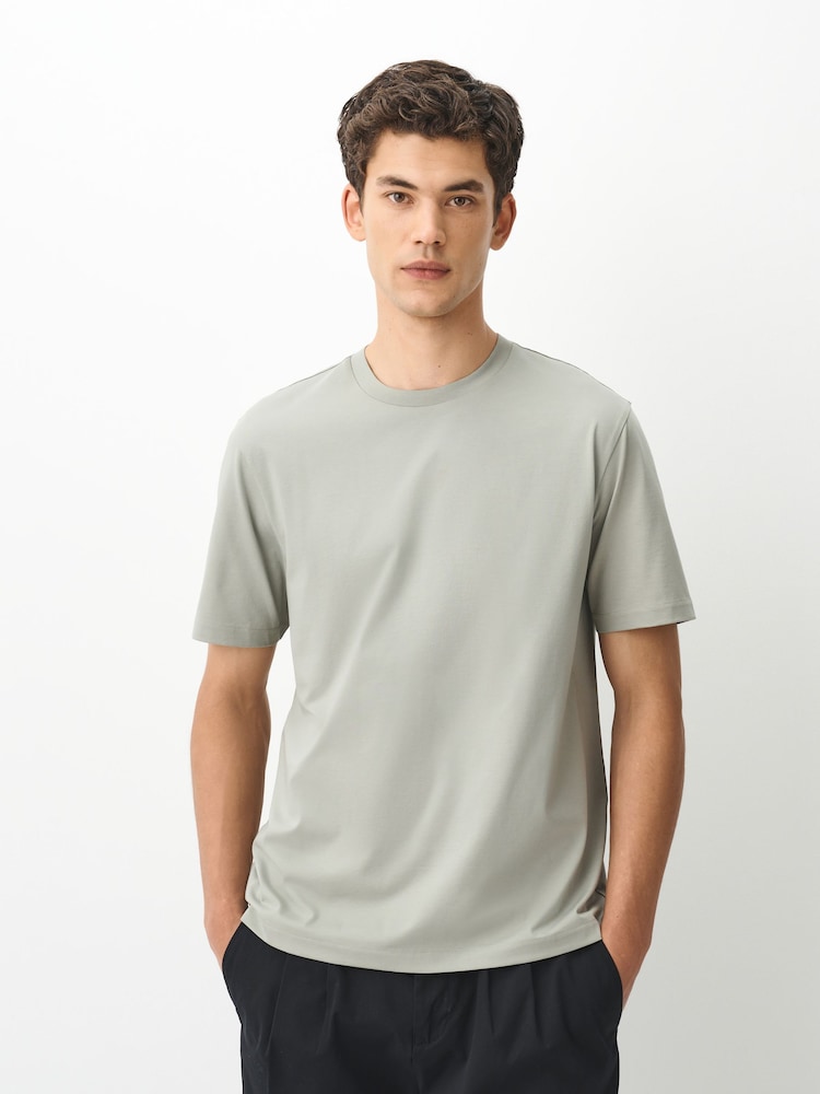 Sage Green Regular Fit Signature SUPIMA® Cotton Crew Neck T-Shirt - Image 1 of 5