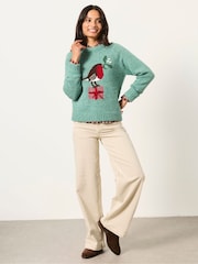 FatFace Robin Blue Knitted Crew Jumper - Image 4 of 6