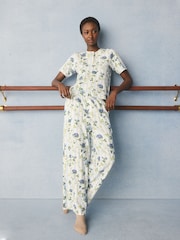 Cath Kidston Blue Climbing Rose Pointelle Pyjamas Set - Image 1 of 5