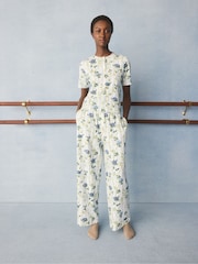 Cath Kidston Blue Climbing Rose Pointelle Pyjamas Set - Image 2 of 5