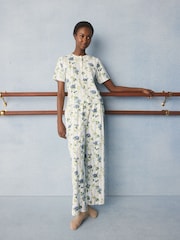Cath Kidston Blue Climbing Rose Pointelle Pyjamas Set - Image 3 of 5