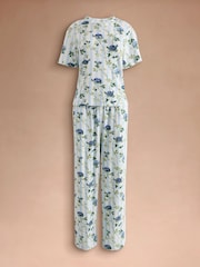 Cath Kidston Blue Climbing Rose Pointelle Pyjamas Set - Image 6 of 10