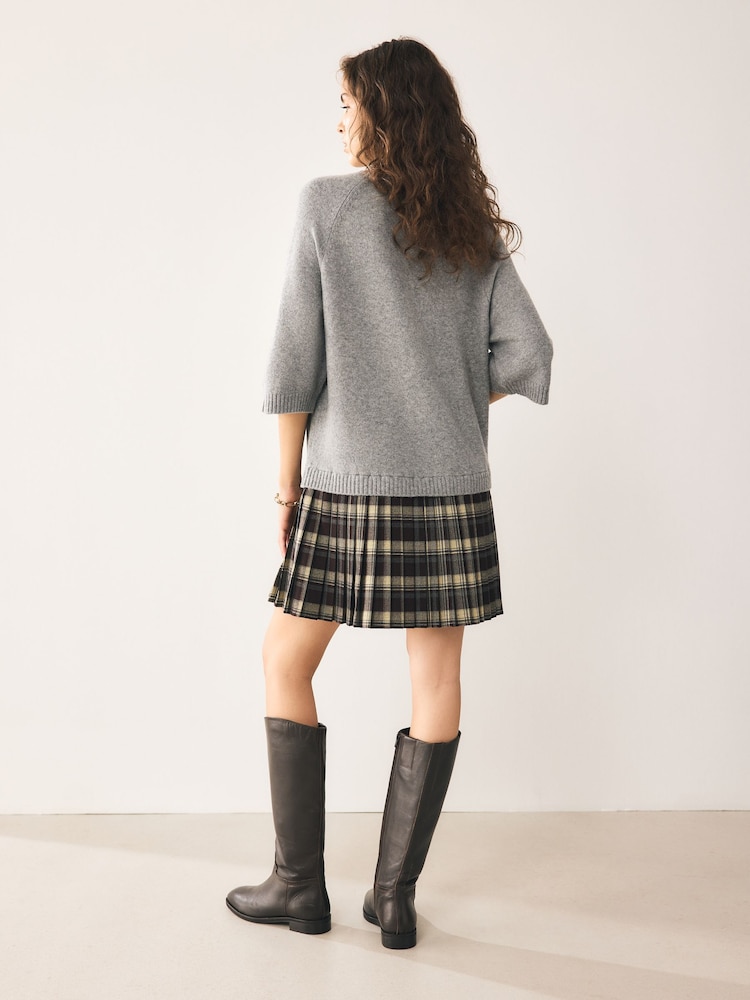 Grey Short Sleeve Knit 2 in 1 Mini Dress - Image 2 of 7