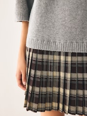 Grey Short Sleeve Knit 2 in 1 Mini Dress - Image 4 of 7