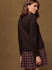Chocolate Brown Long Sleeve Cardigan 2 in 1 Mini Dress - Image 4 of 7