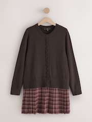 Chocolate Brown Long Sleeve Cardigan 2 in 1 Mini Dress - Image 5 of 7