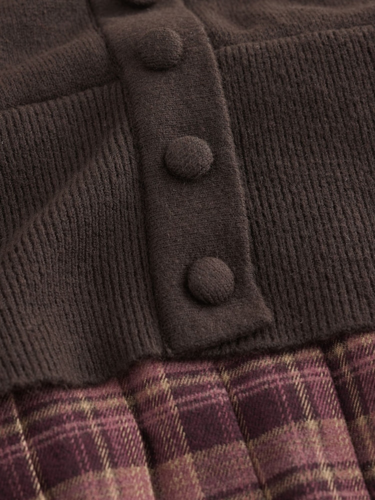 Chocolate Brown Long Sleeve Cardigan 2 in 1 Mini Dress - Image 7 of 7
